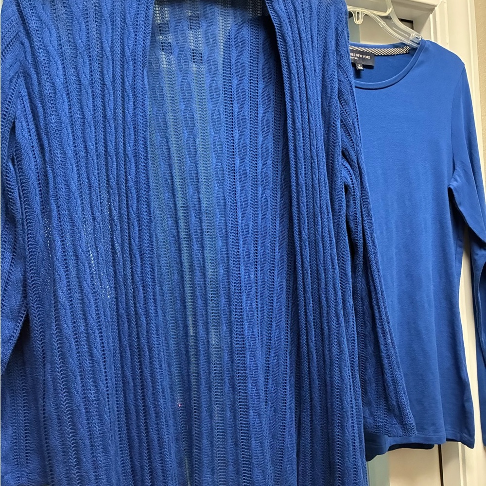 Blue Knit Cardigan and Top Set